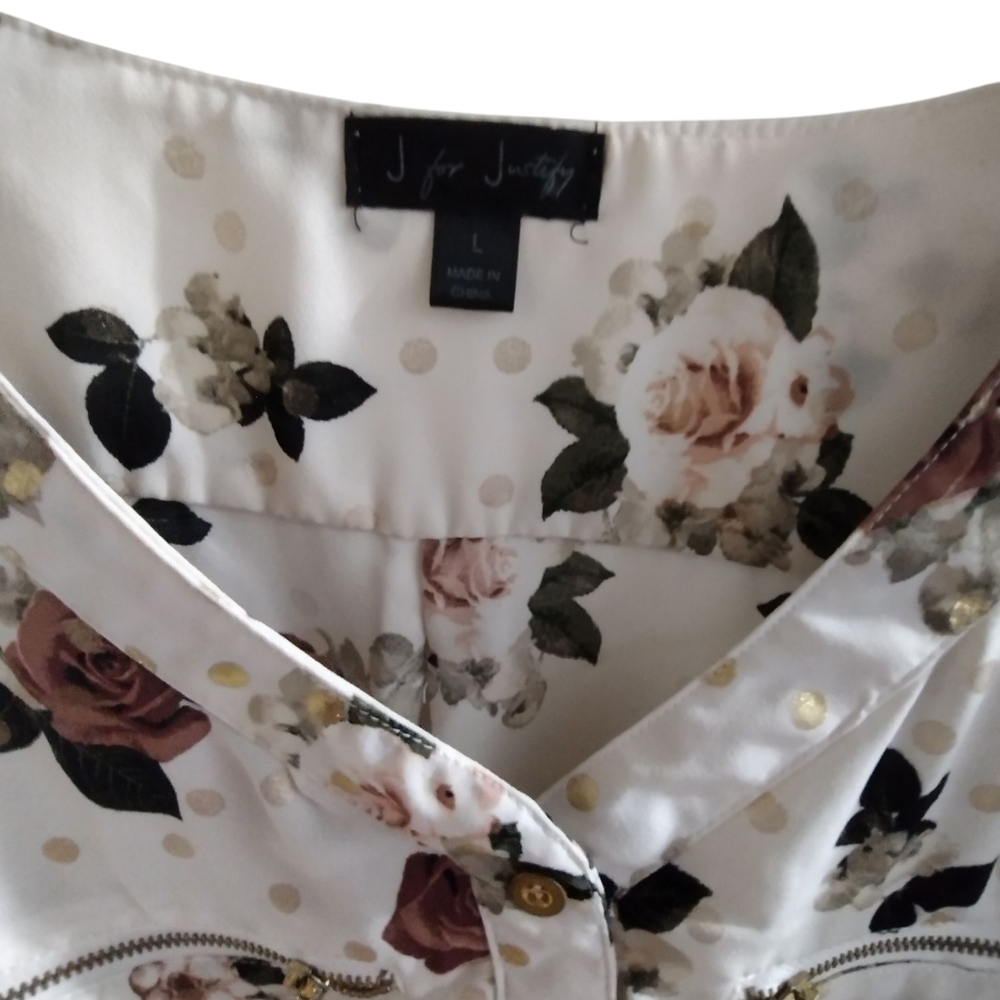 Like New! J Is For Justify Floral Button-Up Maternity Blouse Elastic Waist - Lar